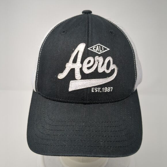 Aero Cali Est. 1987 Snapback Trucker Hat Black One Size Adjustable Mesh Back - Picture 2 of 8